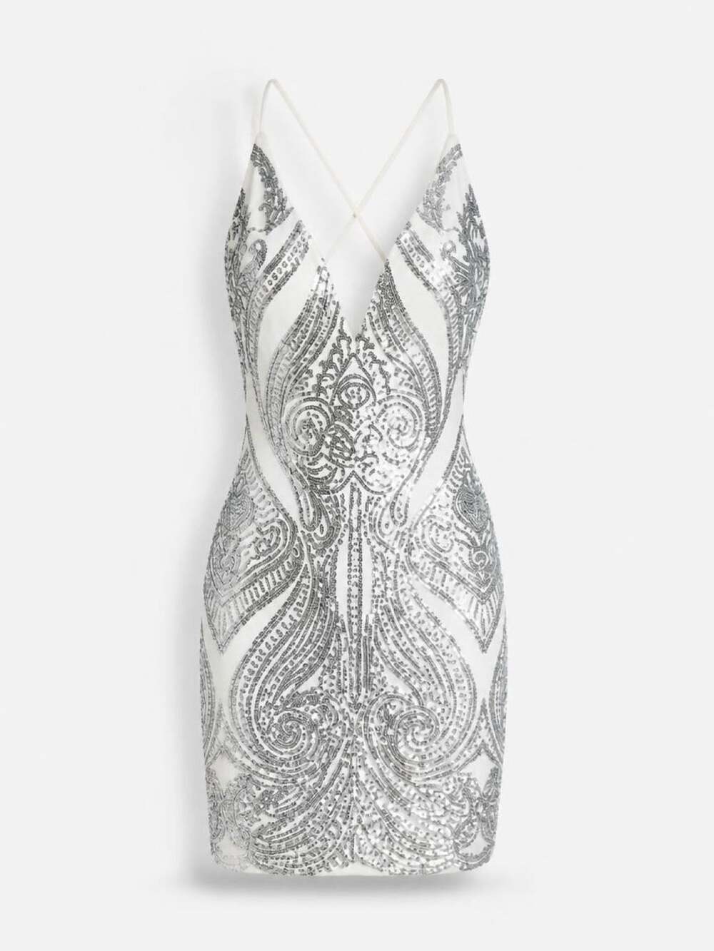 Windsor Stunning In Sequins Dress White and Silver Sequin Mini Dress
